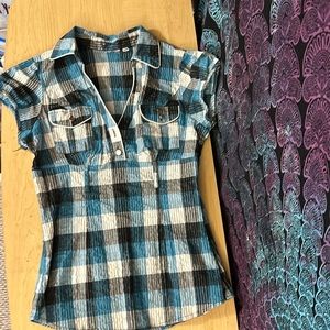 Blue business casual top